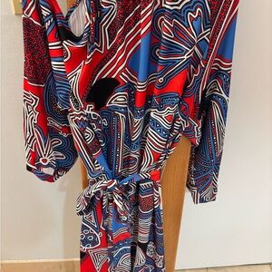 Eloquii dress. Red, white, blue, cold shoulder. NWOT. Sz 18